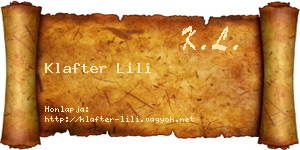 Klafter Lili névjegykártya